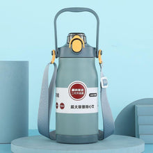 Load image into Gallery viewer, 1000ml/1300ml Double Stainless Steel Sport Vacuum Flask With Straw Portable Thermos Mug With Strap Thermal Water Bottle Tumbler Sports Water Bottle. Stainless Steel Insulated Tumbler Large Capacity With Straw Water Bottle For Outdoor Sports Travel