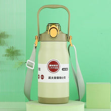 Load image into Gallery viewer, 1000ml/1300ml Double Stainless Steel Sport Vacuum Flask With Straw Portable Thermos Mug With Strap Thermal Water Bottle Tumbler Sports Water Bottle. Stainless Steel Insulated Tumbler Large Capacity With Straw Water Bottle For Outdoor Sports Travel