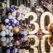 Load image into Gallery viewer, 100Pcs Dark Purple White And Gold Balloons Arch Garland For Baby Shower Engagement Wedding Birthday Theme Anniversary Decoration For Party
