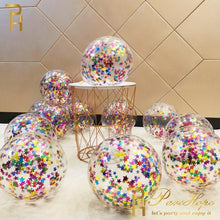 Load image into Gallery viewer, 10/20 Star Metallic Confetti Latex Transparent 12inch Balloons For Baby Shower Birthday Party Wedding Decoration