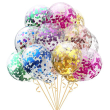Load image into Gallery viewer, 10/20 Star Metallic Confetti Latex Transparent 12inch Balloons For Baby Shower Birthday Party Wedding Decoration