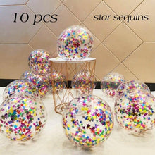 Load image into Gallery viewer, 10/20 Star Metallic Confetti Latex Transparent 12inch Balloons For Baby Shower Birthday Party Wedding Decoration