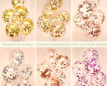 Load image into Gallery viewer, 10/20 Star Metallic Confetti Latex Transparent 12inch Balloons For Baby Shower Birthday Party Wedding Decoration