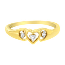 Load image into Gallery viewer, 10KT Yellow Gold 1/20 cttw Diamond Triple Heart Diamond Ring (K-L, I1-I2) - Size 7