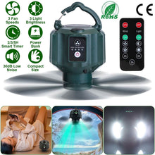 Load image into Gallery viewer, 10400mAh USB Battery Powered Hanging Tent Lantern Fan Power Bank