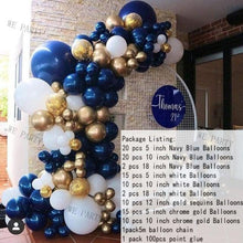 Load image into Gallery viewer, 104pcs Navy Blue And Gold White Balloon Garland Arch Kit For Wedding Birthday Party Baby Shower Girl Bridal Shower Birthday Party Decorations