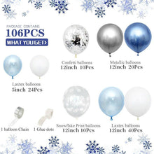 Load image into Gallery viewer, 106pcs Blue Snowflake Birthday Balloon Party Ice Snow Decoration Baby Balloon Winter Christmas New Year Balloons Wedding and Birthday Party