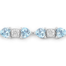Load image into Gallery viewer, 11.10 Carat Genuine Blue Topaz and White Diamond .925 Sterling Silver Bracelet