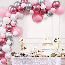 Load image into Gallery viewer, 108 pcs Pink White Metallic Garland Arch Balloon Kit For Bridal Shower Wedding Decors Party Decoration For Birthday