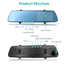 Load image into Gallery viewer, 1080P Car DVR 4.3inches Dash Cam with 140° Angle Loop Recording
