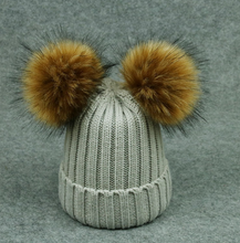 Load image into Gallery viewer, Modern Trend Children's Winter Toddler Baby Kids hat Cap With Two Double Pompom Ears Funny Hat