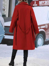 Load image into Gallery viewer, Womens Winter Coat Trend Lapel Double-breasted Trench Coat With Belt Winter Fashion Solid Color Long Jacket Outwear Women Clothing Notched Lapel Collar Double Breasted Pea Coat Winter Wool Blend Over Coats Long Jackets