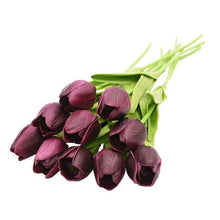 Load image into Gallery viewer, 10PCS PU Fake Tulips Real Touch beautiful and Eligant Flower Real Touch Bouquet For Wedding Decoration Flowers Home Garden Decor