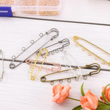 Load image into Gallery viewer, 10pcs/lot Safety Pins Brooch Blank Base Brooch Pins 50/80/90mm Pins 3/5 Rings Jewelry Pin for Jewelry Making Women's Brooch Pins Pullover Scarf Clips Stainless Steel Heavy Duty Safety Pin