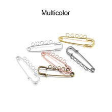 Load image into Gallery viewer, 10pcs/lot Safety Pins Brooch Blank Base Brooch Pins 50/80/90mm Pins 3/5 Rings Jewelry Pin for Jewelry Making Women's Brooch Pins Pullover Scarf Clips Stainless Steel Heavy Duty Safety Pin