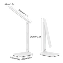 Load image into Gallery viewer, 10W LED Desk Lamp with phone Wireless Charger, USB Charging Port, Dimmable Eye-Caring Office Lamp for Work, Folding Design Decorative Table Lamp Cute Study Lamps for Bedroom Décor