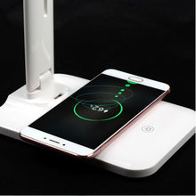 Load image into Gallery viewer, 10W LED Desk Lamp with phone Wireless Charger, USB Charging Port, Dimmable Eye-Caring Office Lamp for Work, Folding Design Decorative Table Lamp Cute Study Lamps for Bedroom Décor