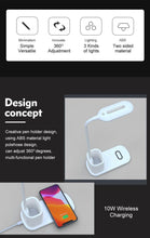 Load image into Gallery viewer, 10W QI Quick Wireless Charging LED Desk Lamp Flexible Touch Dimmable Eye Protect Reading Table Light Bedroom Office Table Lamp Decorative Table Lamp Cute Study Lamps for Bedroom Décor