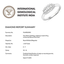 Load image into Gallery viewer, 0.37 Carat Genuine White Diamond 14K White Gold Ring (E-F Color, VS-SI Clarity)