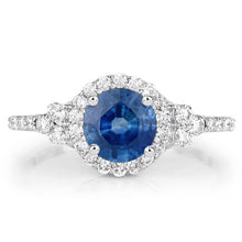 Load image into Gallery viewer, 1.34 Carat Genuine Blue Sapphire and White Diamond 14K White Gold Ring