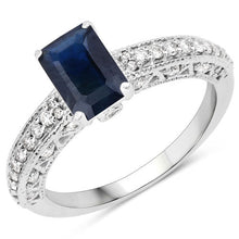 Load image into Gallery viewer, 1.55 Carat Genuine Blue Sapphire and White Diamond 14K White Gold Ring (I Color, SI Clarity)