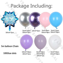 Load image into Gallery viewer, 114pcs Snowflake Aluminum Foil Balloon Garland Kit Including Purple White Pink & Rose Gold Confetti Balloons Kit For Wedding Birthday Baby Shower Party Decoration