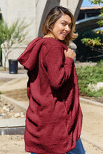 Load image into Gallery viewer, Red Double Take Full Size Hooded Teddy Bear Jacket with Thumbholes Ultra-Cozy & Stylish Comfortable Outerwear