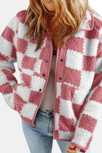 Load image into Gallery viewer, Elegant Checkered Snap Down Long Sleeve Teddy Jacket Soft & Warm Colorful Jacket