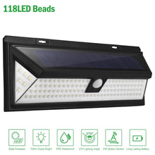 Load image into Gallery viewer, 118 LEDs Solar Wall Light Outdoor Motion Sensor Lamp