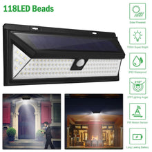 Load image into Gallery viewer, 118 LEDs Solar Wall Light Outdoor Motion Sensor Lamp