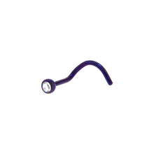 Load image into Gallery viewer, Grade 23 Titanium Dark Purple Crystalline Gem Nose Ring