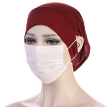 Load image into Gallery viewer, NEW Soft Cotton Hijab Breathable Turban Tie Under Scarf Elegant Ear Hole Stretch Inner Hijabs Lightweight Turban Round Front Under Hijab Caps Female Turban Bonnet