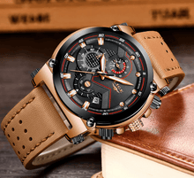Load image into Gallery viewer, Men's Waterproof Modern Watch With Leather Belts, Stainless Steel Case Excellent Look Perfect Gift