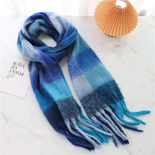 Load image into Gallery viewer, New Luxury Winter Soft Head Wraps Plaid Scarf Shawls Cashmere Warm Cashmere Scarves Rainbow For Women
