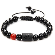 Load image into Gallery viewer, 12 Couple Bracelet Black Stone Bracelets For Women Men Braided Bracelet Natural Stone Zodiac Star Sign Bracelet For Couple Natural Black Stone Bead Bracelet For Men Women