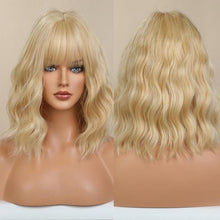 Load image into Gallery viewer, 12 inch Synthetic Bob Wig for Women Side Fringe High Density Heat Resistant Hair Wigs Party Daily Wear Natural Headline Wigs For Black Women Cosplay Wigs For Women