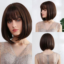 Load image into Gallery viewer, 12 inch Synthetic Bob Wig for Women Side Fringe High Density Heat Resistant Hair Wigs Party Daily Wear Natural Headline Wigs For Black Women Cosplay Wigs For Women