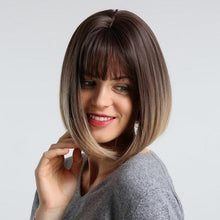 Load image into Gallery viewer, 12 inch Synthetic Bob Wig for Women Side Fringe High Density Heat Resistant Hair Wigs Party Daily Wear Natural Headline Wigs For Black Women Cosplay Wigs For Women