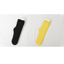 Load image into Gallery viewer, 1/2 Pairs Girls Thin Socks Pack Harajuku Cute Long Frilly Socks Casual Soft Nylon High Elastic Solid White Purple Solid Color Stylish Casual Socks For Men And Women