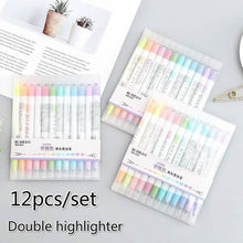 Load image into Gallery viewer, 12-Piece: Cute Double Head Fluorescent Pen Highlighters Set