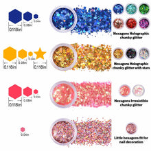 Load image into Gallery viewer, 12-Piece: Holographic Chunky Glitters