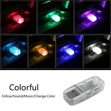 Load image into Gallery viewer, 12-Pieces: Colorful Lights Car USB Atmosphere Lights