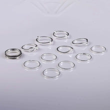 Load image into Gallery viewer, 12-Pieces Set: Silver Rings for Teen