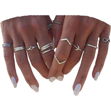 Load image into Gallery viewer, 12-Pieces Set: Silver Rings for Teen