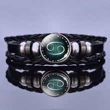 Load image into Gallery viewer, 12 Zodiac Signs Charm Bracelet Men Women Fashion Multilayer Weave Leather Charms 12 Twelve Constellations PU Leather Bracelet Braided Punk Zodiac Sign Bangle