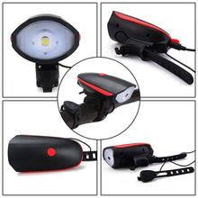 Load image into Gallery viewer, 1200mAh Rechargeable Bike Headlight with Horn