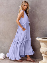 Load image into Gallery viewer, Romantic Ruffled Sleeveless Tiered Maxi Dress with Pockets Elegant & Chic Statement Beautiful Design Dress
