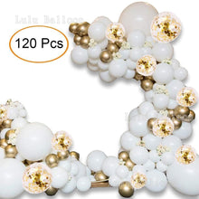 Load image into Gallery viewer, 120pc White Gold Confetti Metallic Balloon Arch Kit For Wedding Birthday Party Decorations Baby Shower Party Balloons Garland Arch Kit for Bridal Shower Baby Shower Party Decoration