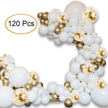 Load image into Gallery viewer, 120pc White Gold Confetti Metallic Balloon Arch Kit For Wedding Birthday Party Decorations Baby Shower Party Balloons Garland Arch Kit for Bridal Shower Baby Shower Party Decoration