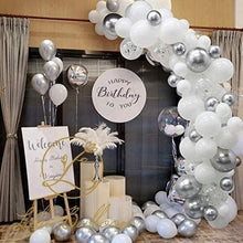 Load image into Gallery viewer, 122 pieces White Silver Latex Balloon Arch Garland Kit For Baby Shower Wedding Birthday Graduation Anniversary Bachelorette Party Luxury Ballons